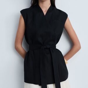Mango black linen vest - NWT xs